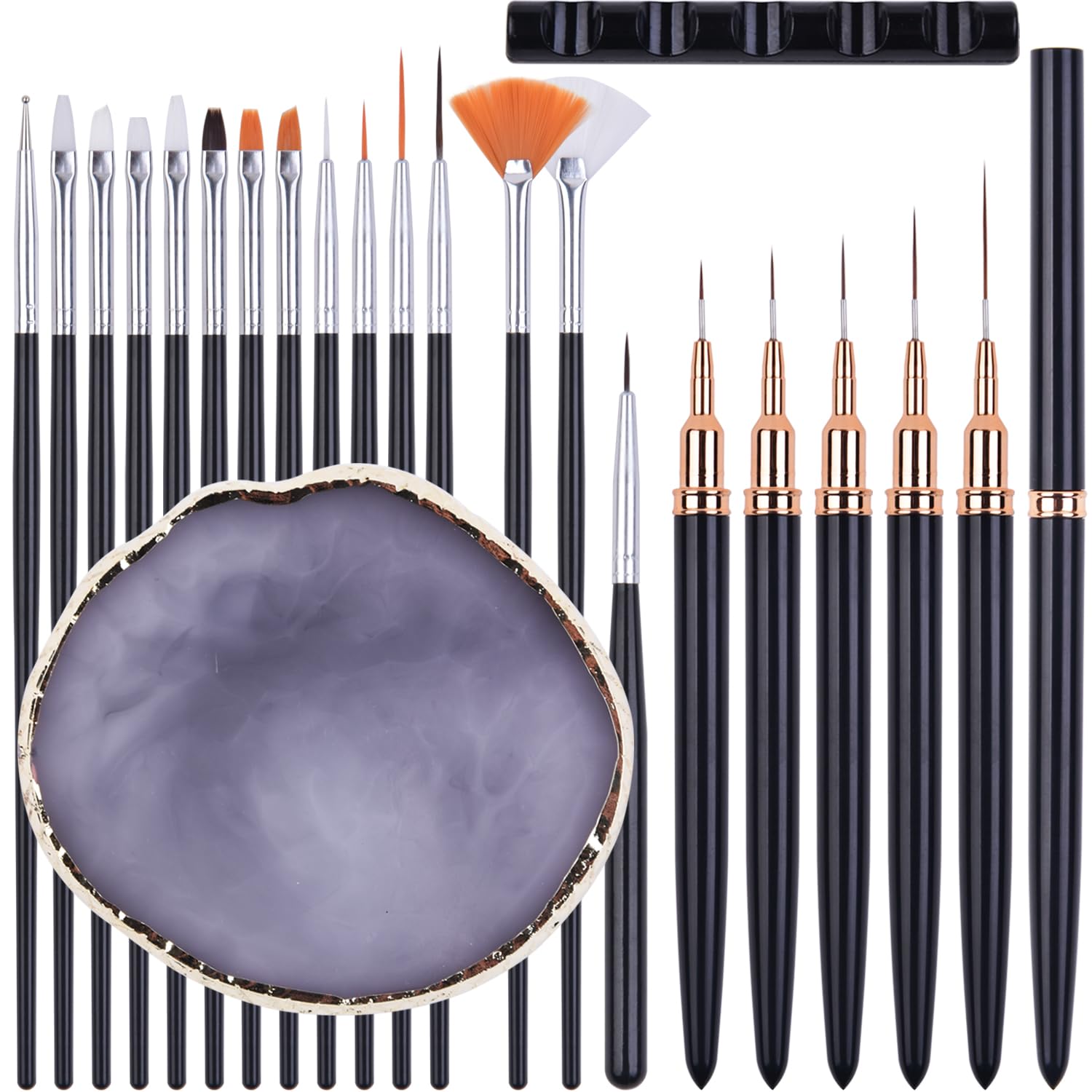Ycyan front display of kit showing brushes palette and holder for neat nail design setup