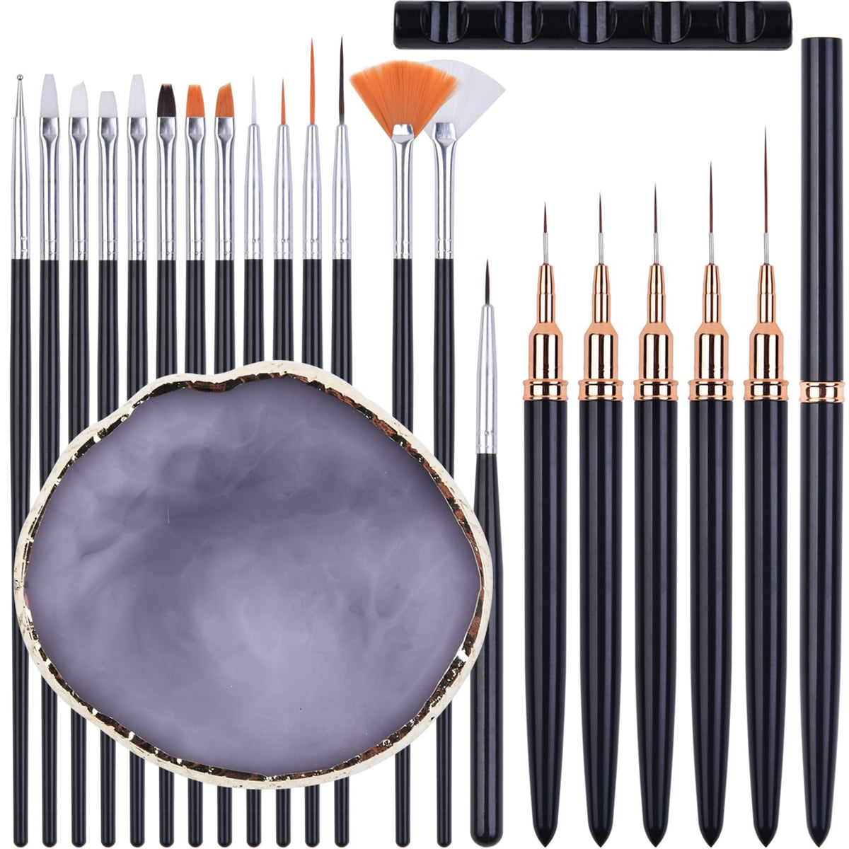 Ycyan front display of kit showing brushes palette and holder for neat nail design setup