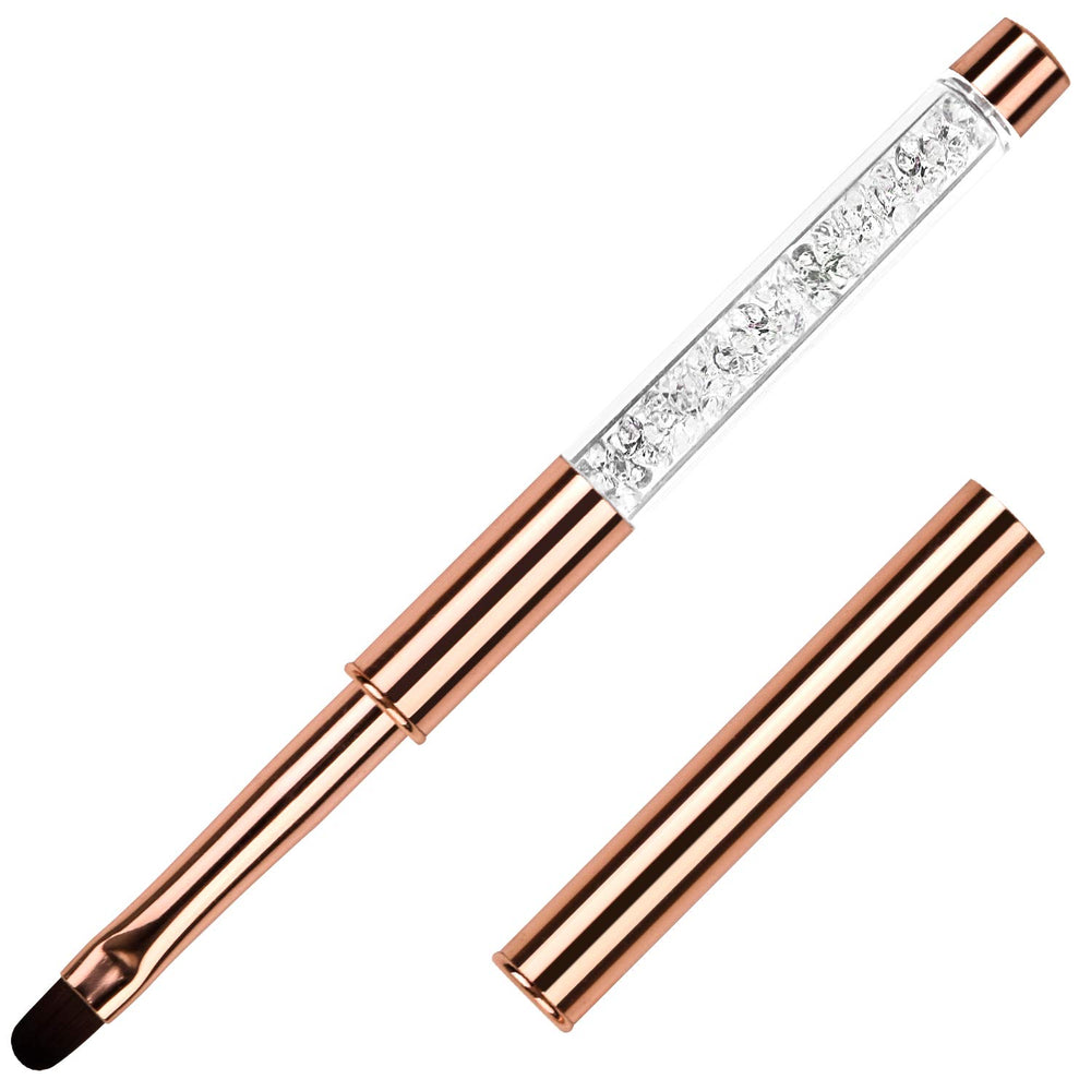 YCYAN oval brush front view shows ergonomic rose gold handle and head for comfortable control