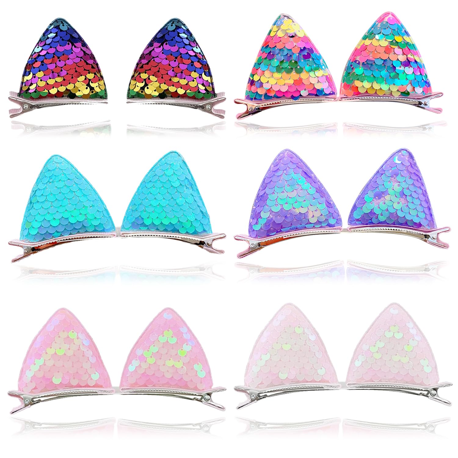 YDDXAQHB front view of packaged cat ear clips shows colorful variety and convenience