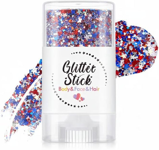YDYRXBL front packaging showing patriotic red white blue glitter stick benefit quick selection