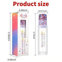 YDYRXBL glitter stick size comparison in hand showing travel-friendly convenience
