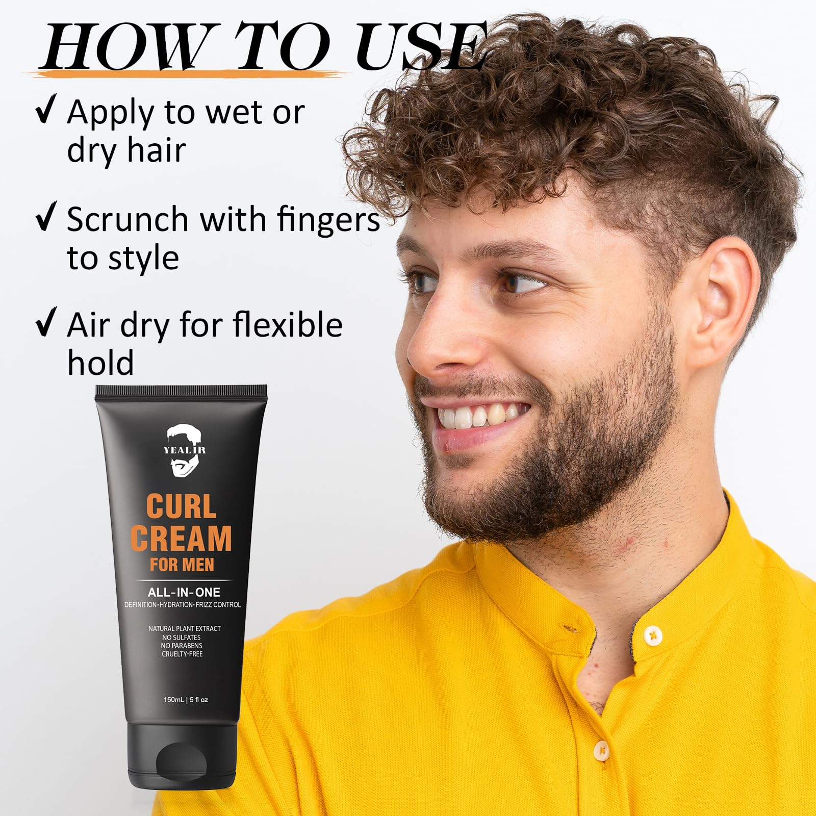 YEALIR before and after photos showing improved curl definition and shine