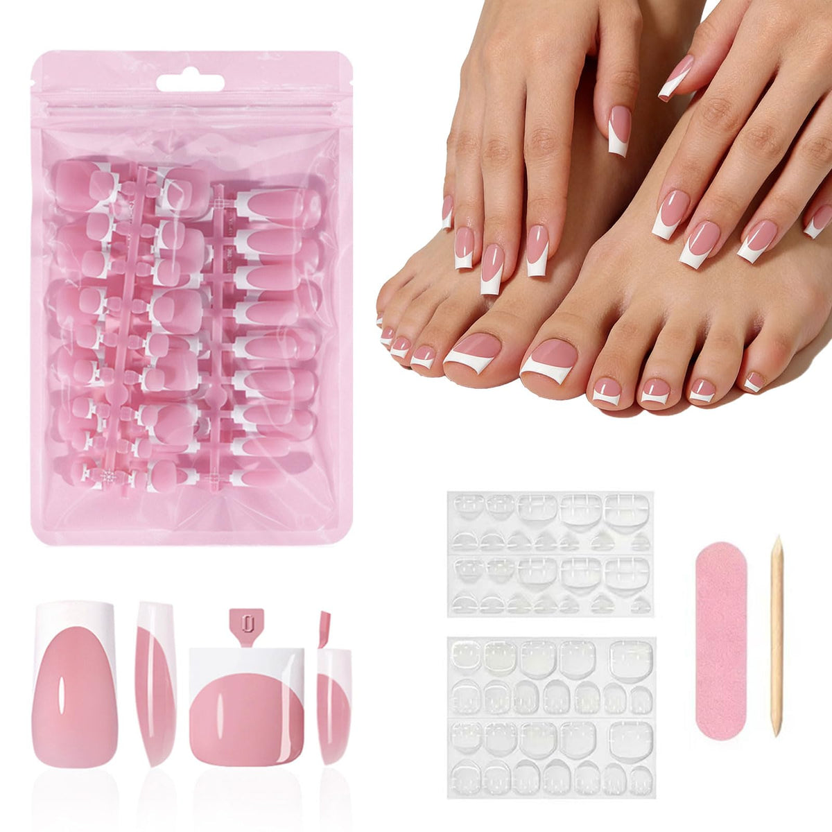 YeeLam front packaging showing glossy white French tips and compact kit benefit