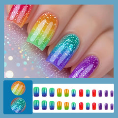 yefiuo close-up of rainbow ombre glitter finish highlighting salon shine