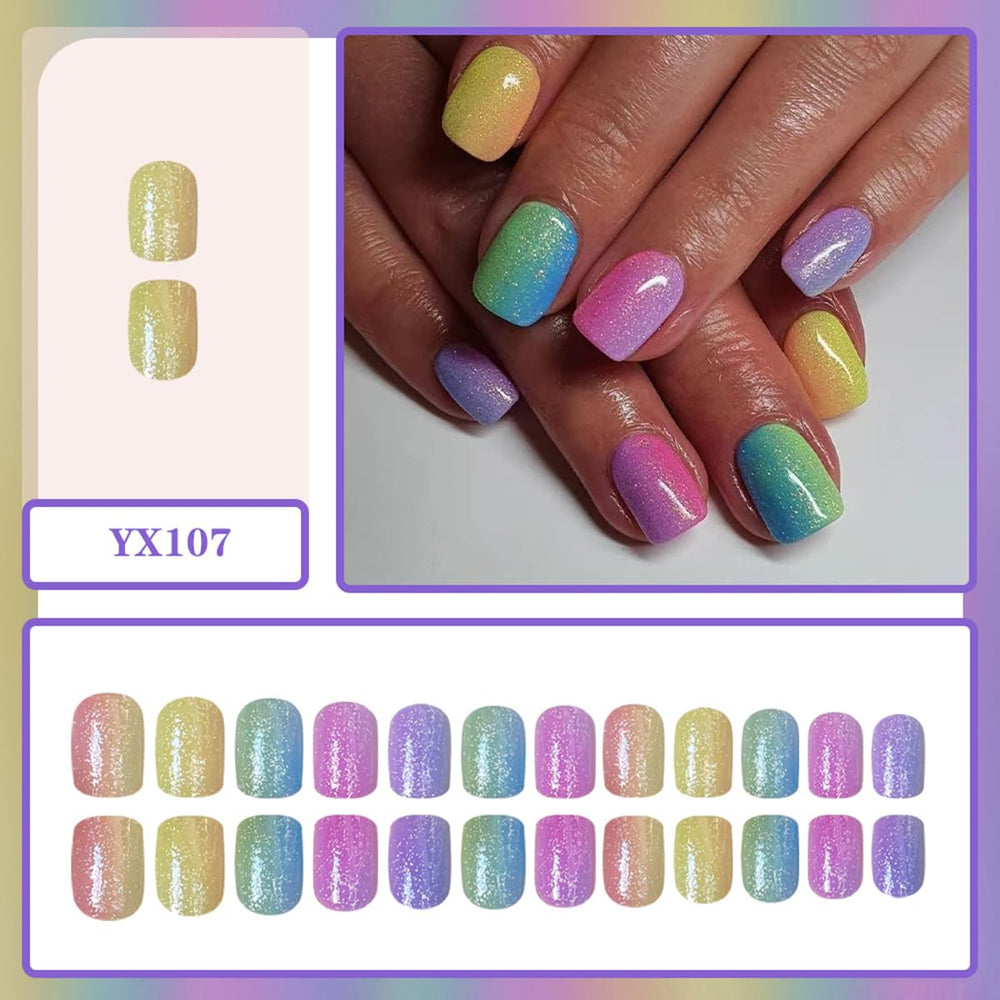 yefiuo swatch layout of 24 nails showing size variety and fit