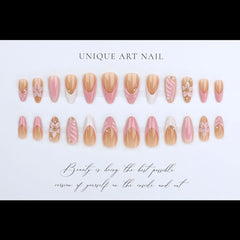 yefiuo press-on nails worn on hand to show real scale and flattering almond shape