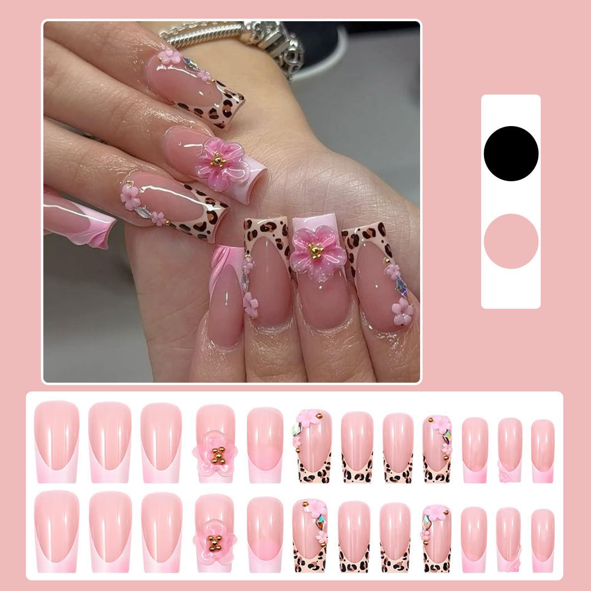 yefiuo 24 press-on nails arranged to display size variety and fit benefit