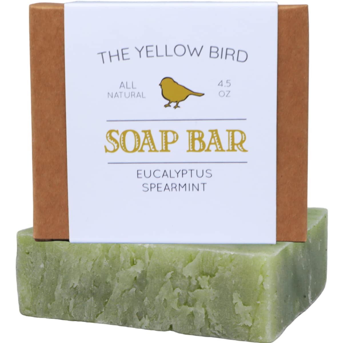 Yellow Bird soap bar front packaging showing natural branding and benefits