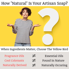 Yellow Bird sliced soap bar revealing natural marbling and organic oils