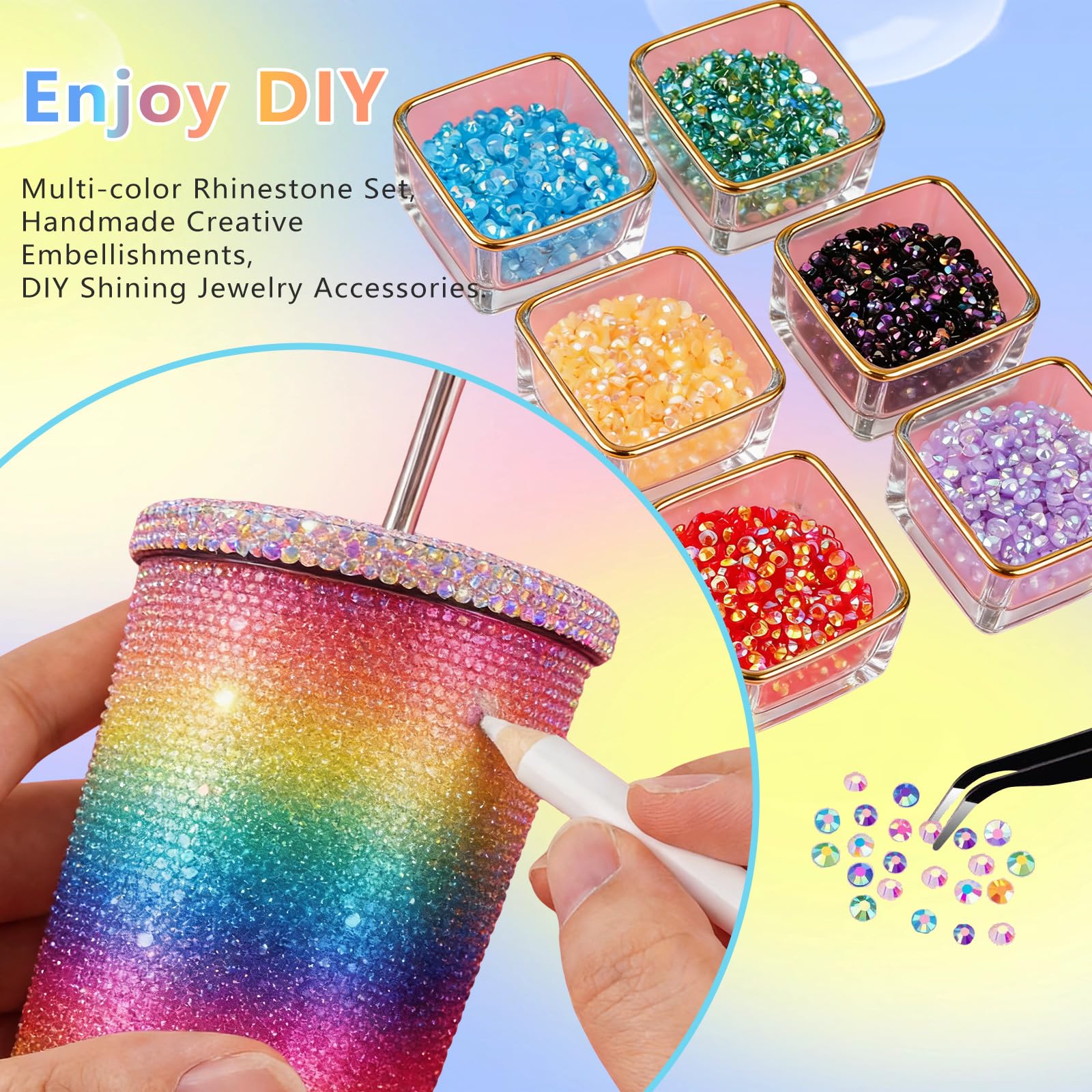Yenamo close-up gem facets highlighting resin sparkle and durable finish for shine