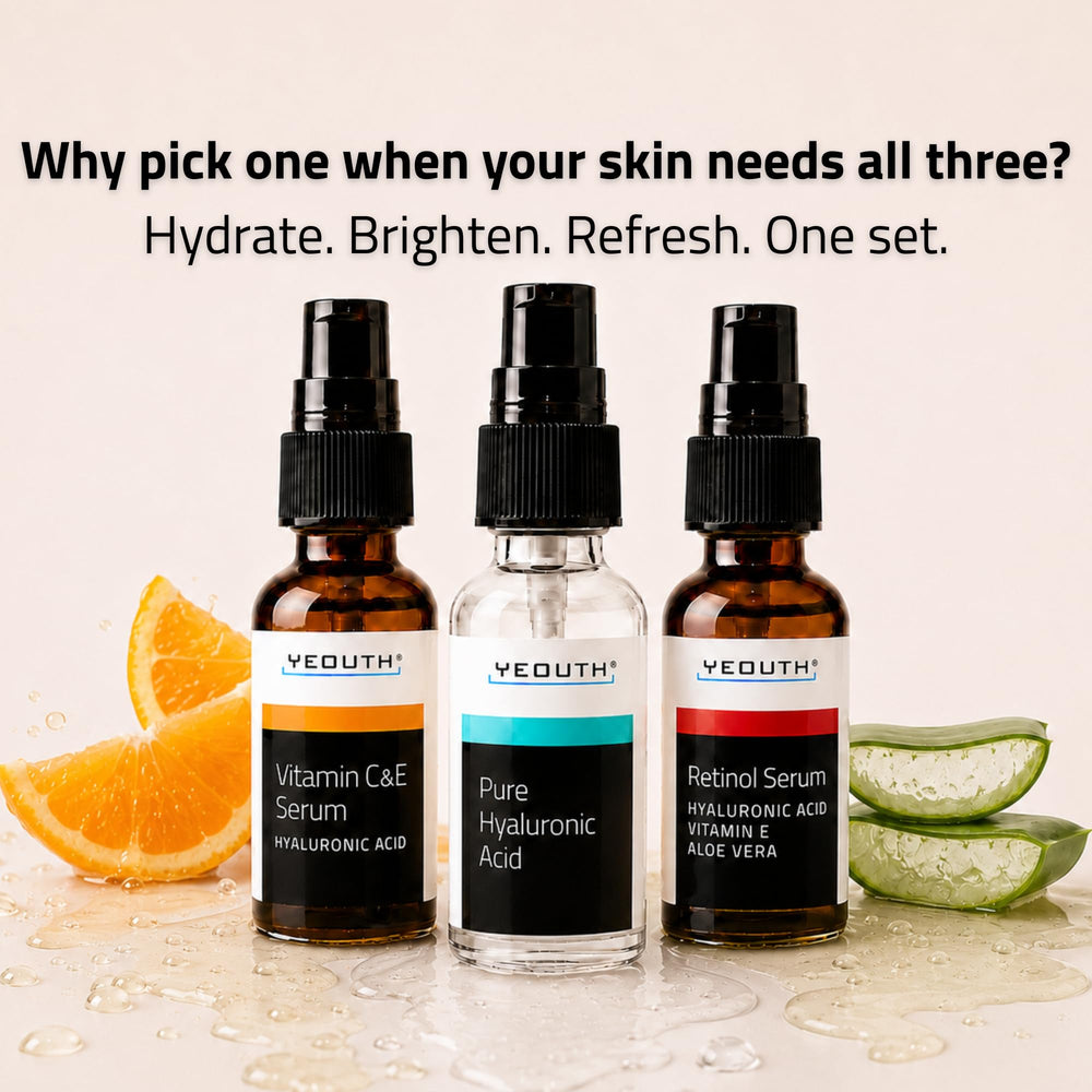 YEOUTH retinol serum dropper closeup highlighting texture and control