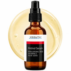 YEOUTH bottle front view showing clean label and clear retinol serum benefit