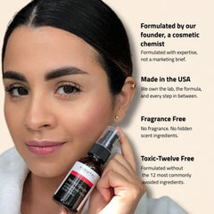 YEOUTH applying serum to cheek to demonstrate simple evening routine benefit