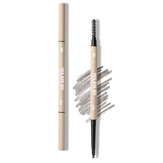 YES.EYE DO front packaging showing grey brow pencil and branding, clear protective box benefit