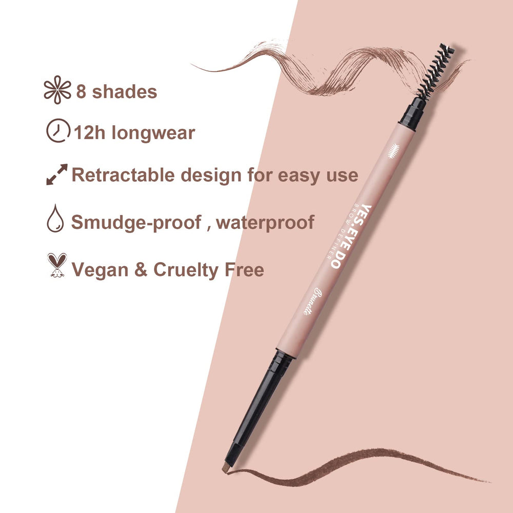 YES.EYE DO pencil next to coin showing compact travel-friendly size