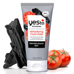Yes To Tomatoes front tube packaging showing product name and size, clear labeling benefit