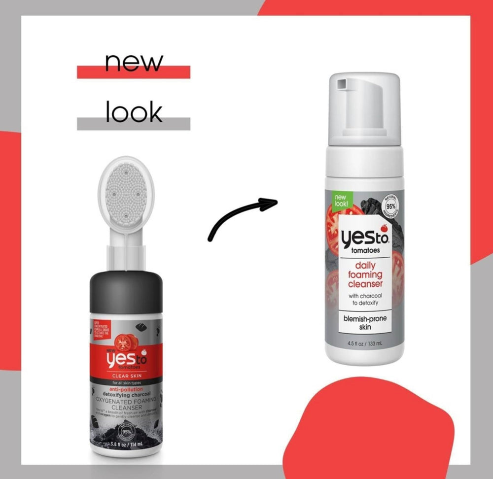 Yes To Tomatoes ingredient label detail showing natural, paraben-free formulation benefits