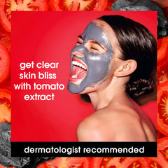 Yes To Tomatoes on bathroom shelf with towels showing easy addition to skincare routine benefit