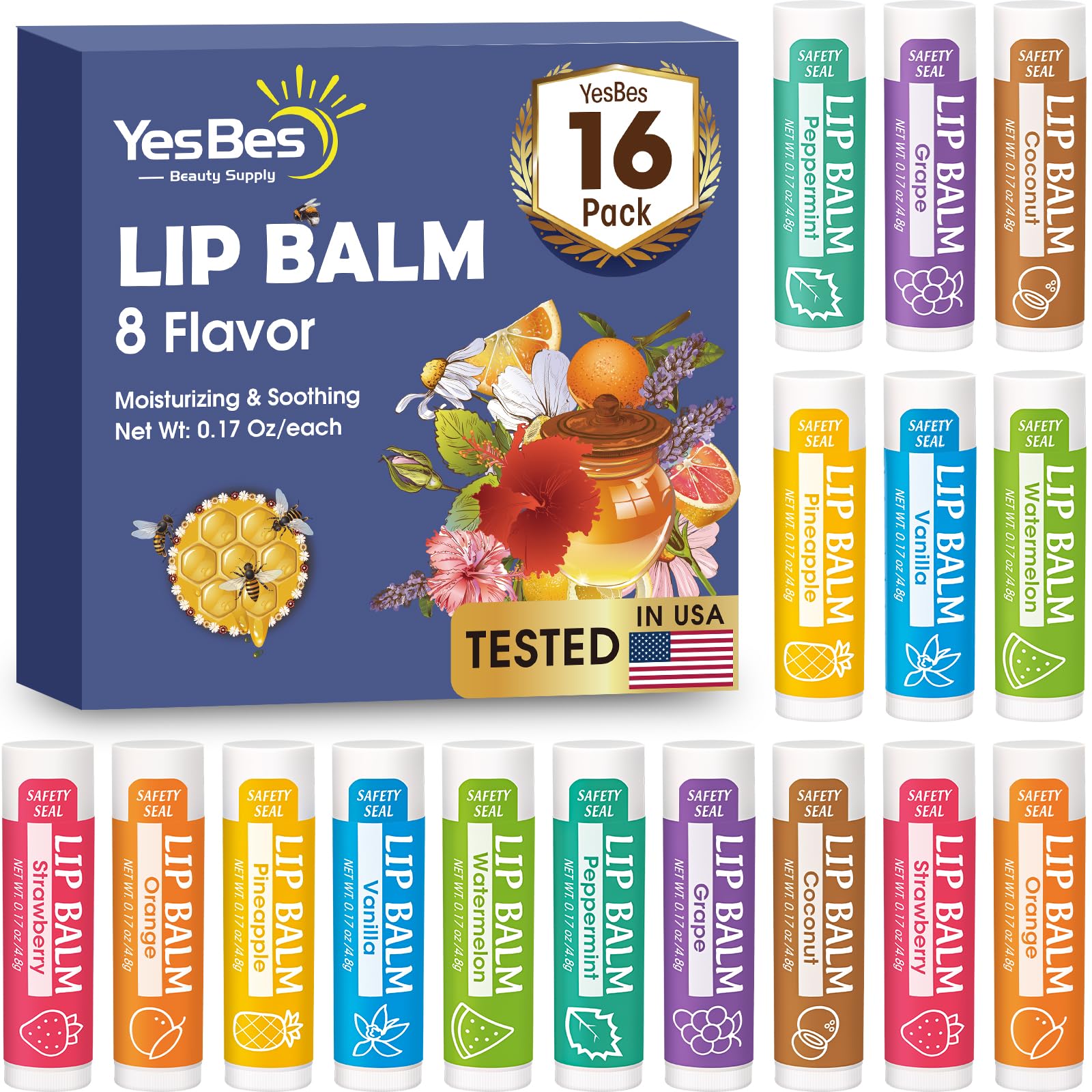 YesBes front packaging showing 16-pack and flavor variety for easy gifting