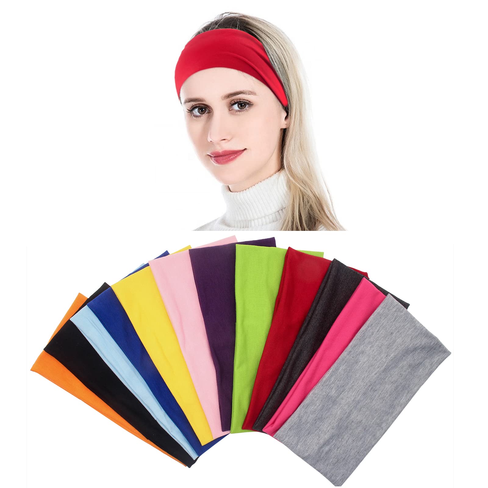 Yeshan front packaging showing 12 colorful headbands and convenience