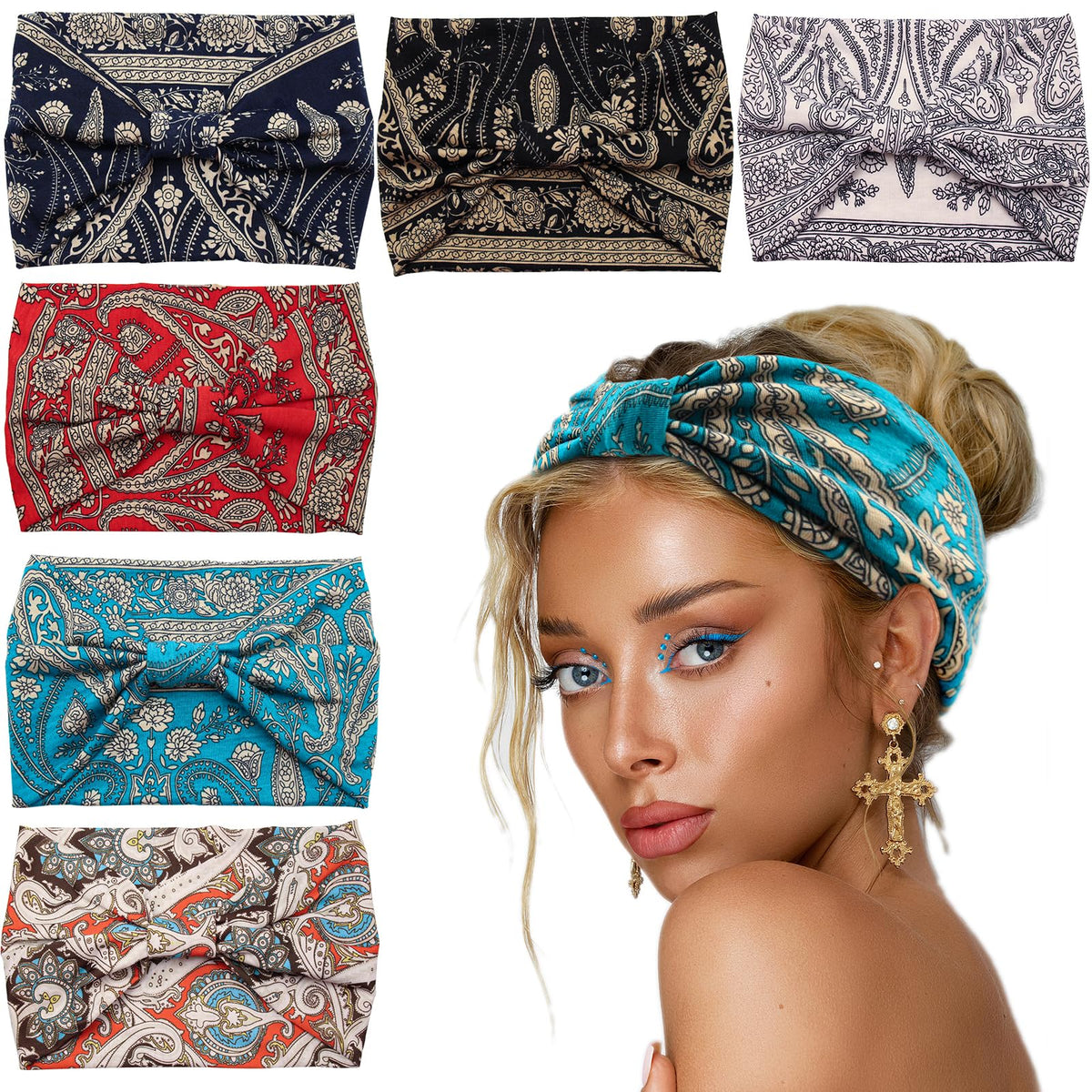 Yeshan six-pack front view showing colorful headbands and variety benefit