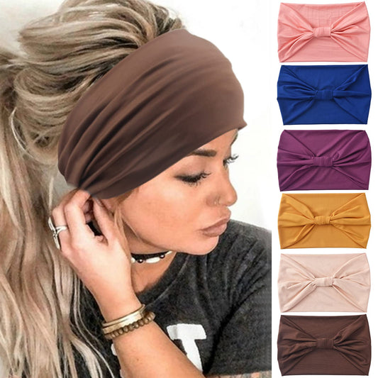 Yeshan front view of six-pack headbands showing colors and fit benefit