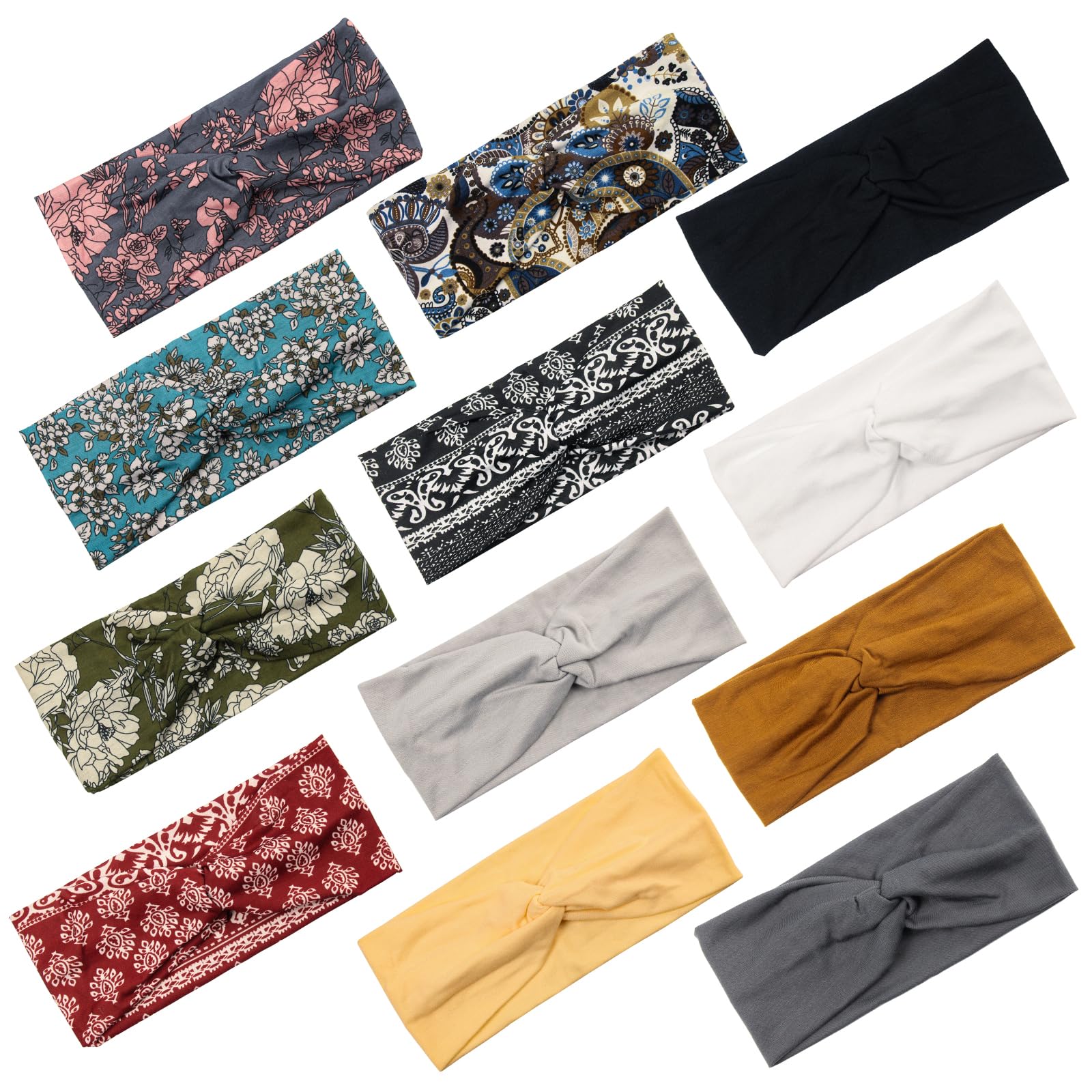 Yeshan front packaging view showing 12 headbands and easy grab pack benefit