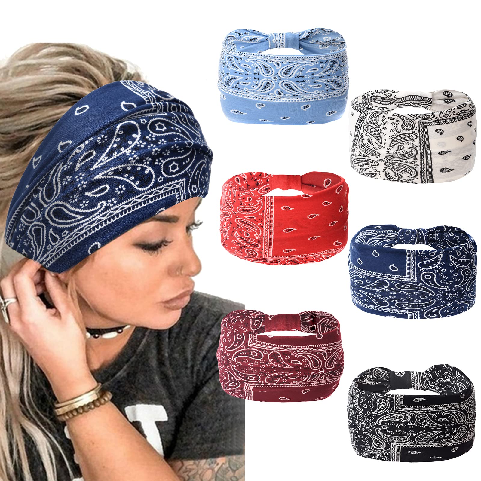 Yeshan front view of six-pattern headband set showing variety and convenience