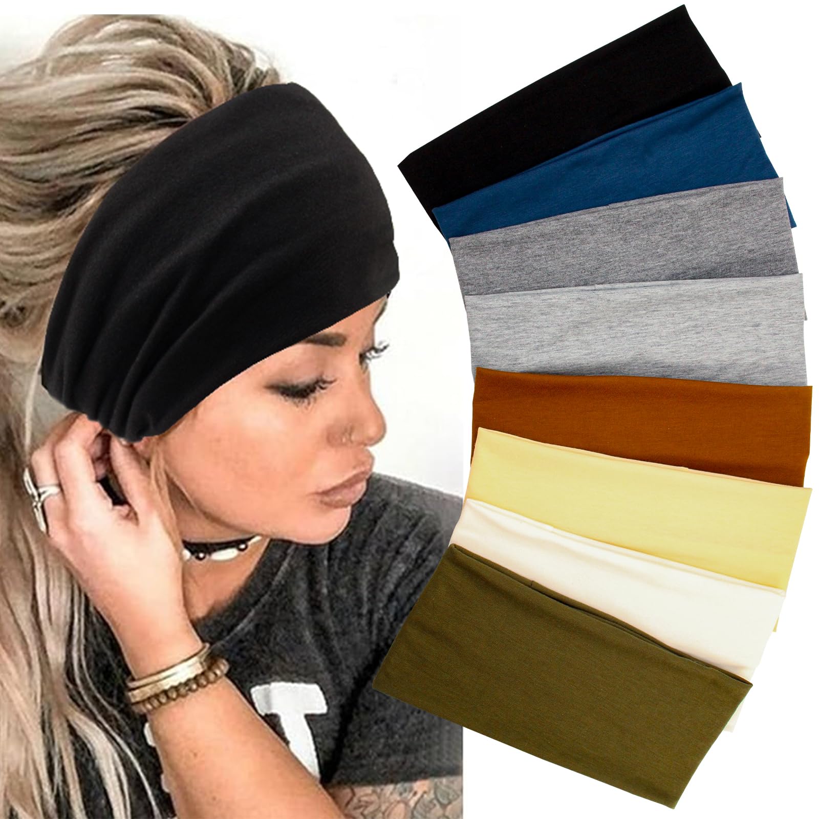 Yeshan front packaging showing eight mixed-color headbands and value pack benefit