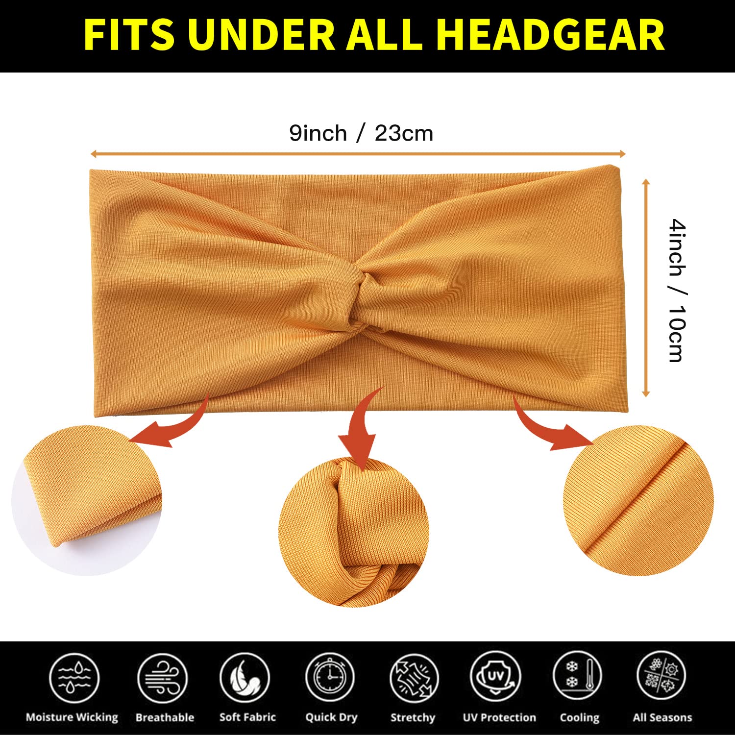 Yeshan headband worn during yoga demonstrating sweat control benefit