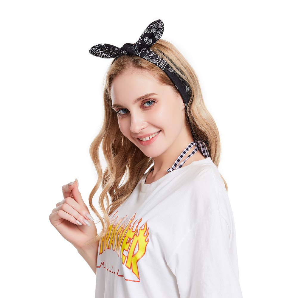 Yeshan headband paired with casual outfit on model, adds vintage boho flair to looks