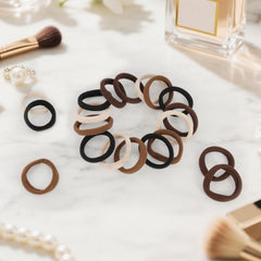 YESIACE hair ties arranged on bathroom counter for easy daily access