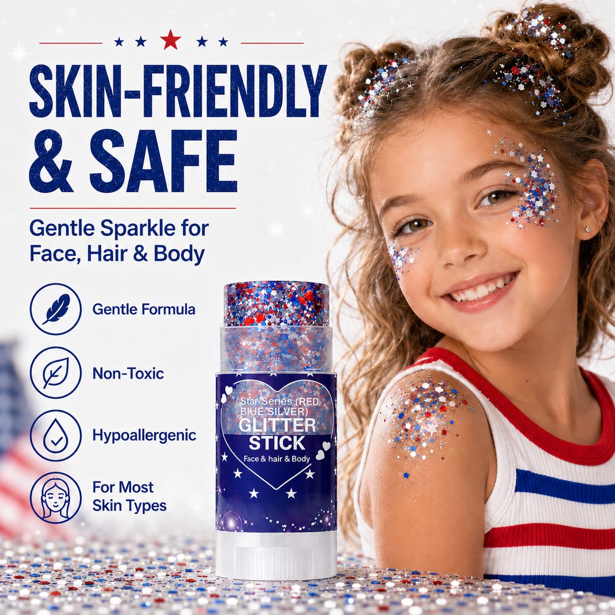 Yeweian application on cheek demonstrating easy glide and instant sparkle