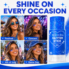 Yeweian blue glitter stick worn at festival showing eye-catching, sweat-resistant shine