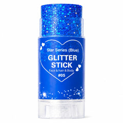 Yeweian blue glitter stick front packaging showing vibrant blue shimmer and chunky sequins