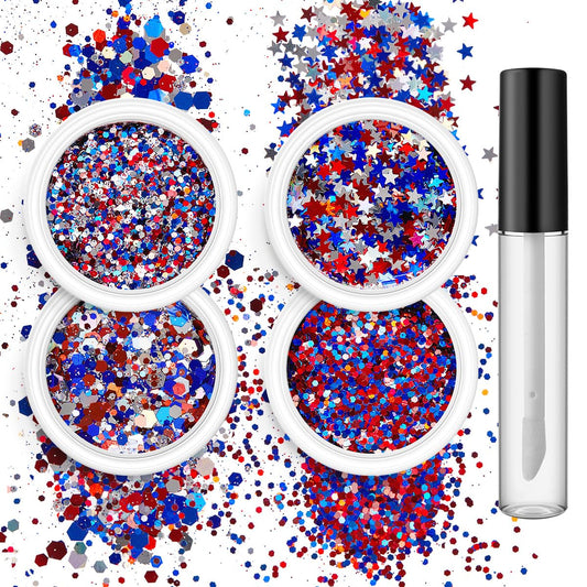 Yeweian front packaging showing patriotic glitter set for easy celebration looks