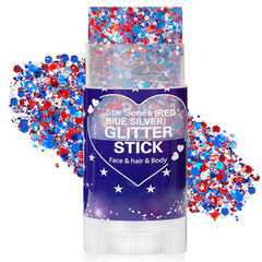 Yeweian front packaging showing red white blue glitter stick and benefits
