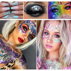 Yeweian glitter on model at concert, demonstrates long-wear festival appeal