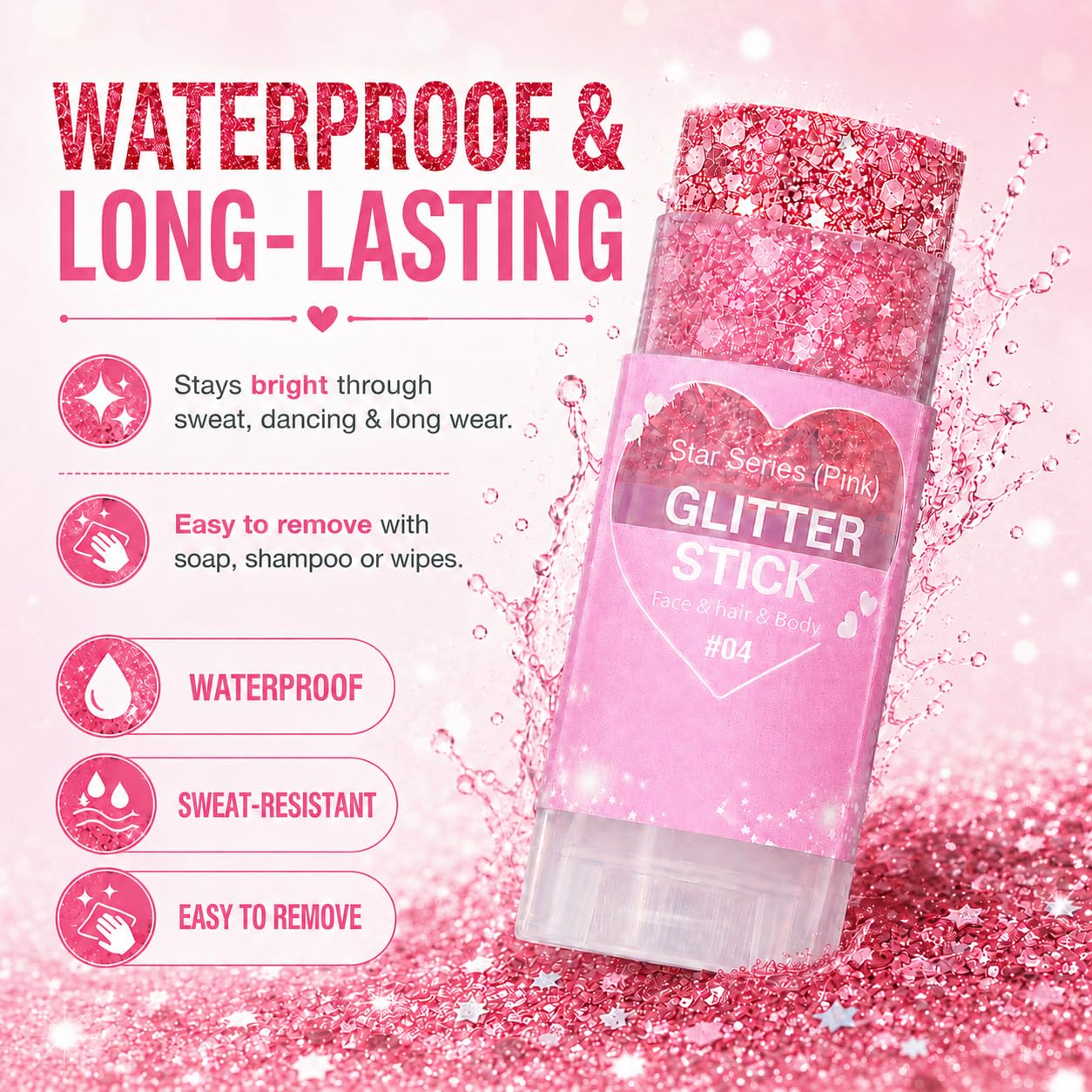 Yeweian applied on hair strands demonstrating root highlight and long-lasting sparkle