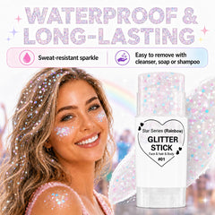 Yeweian glitter on hair parting with sequin accents, secures long-lasting style