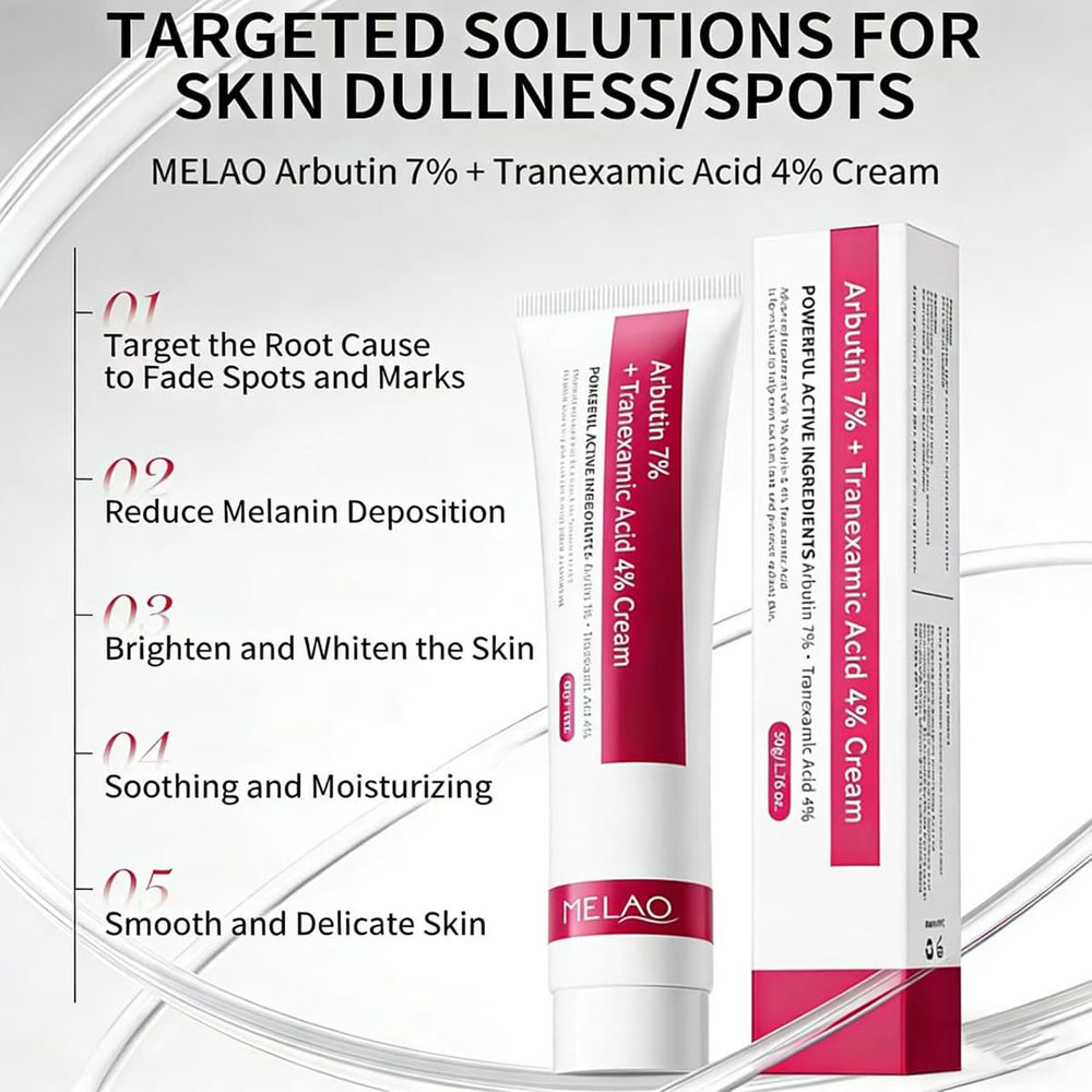 Yeweian ingredient panel closeup showing arbutin and tranexamic acid concentrations for clarity