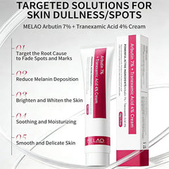 Yeweian ingredient panel closeup showing arbutin and tranexamic acid concentrations for clarity