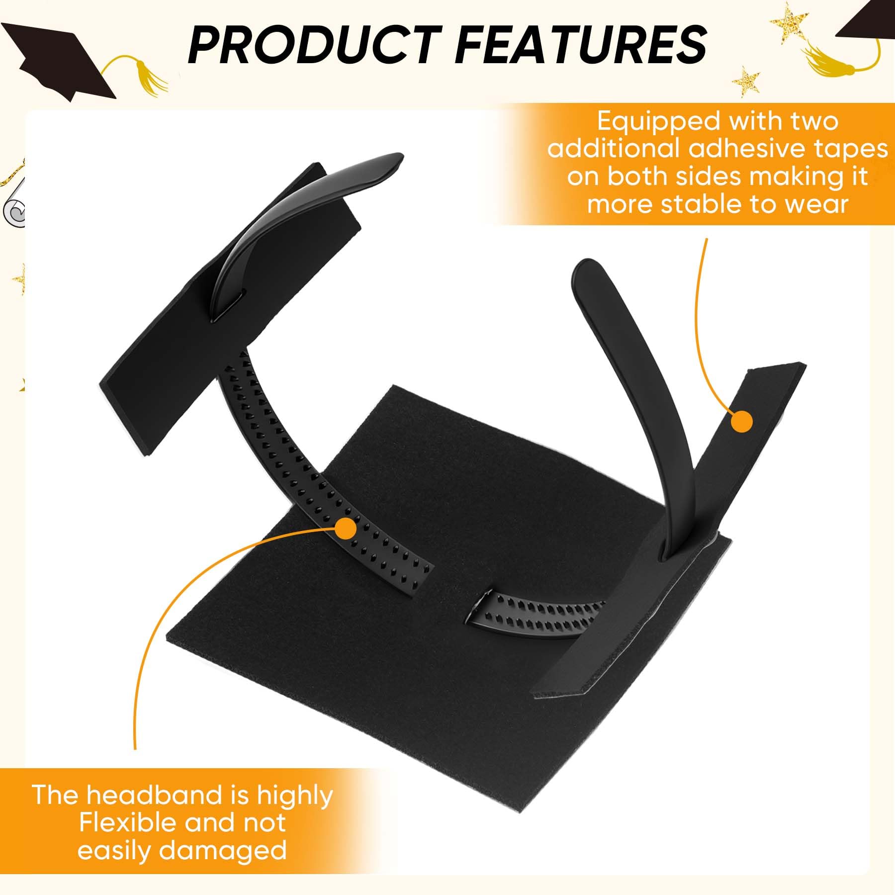 YFJOLEN headband installed inside mortarboard for secure cap fit