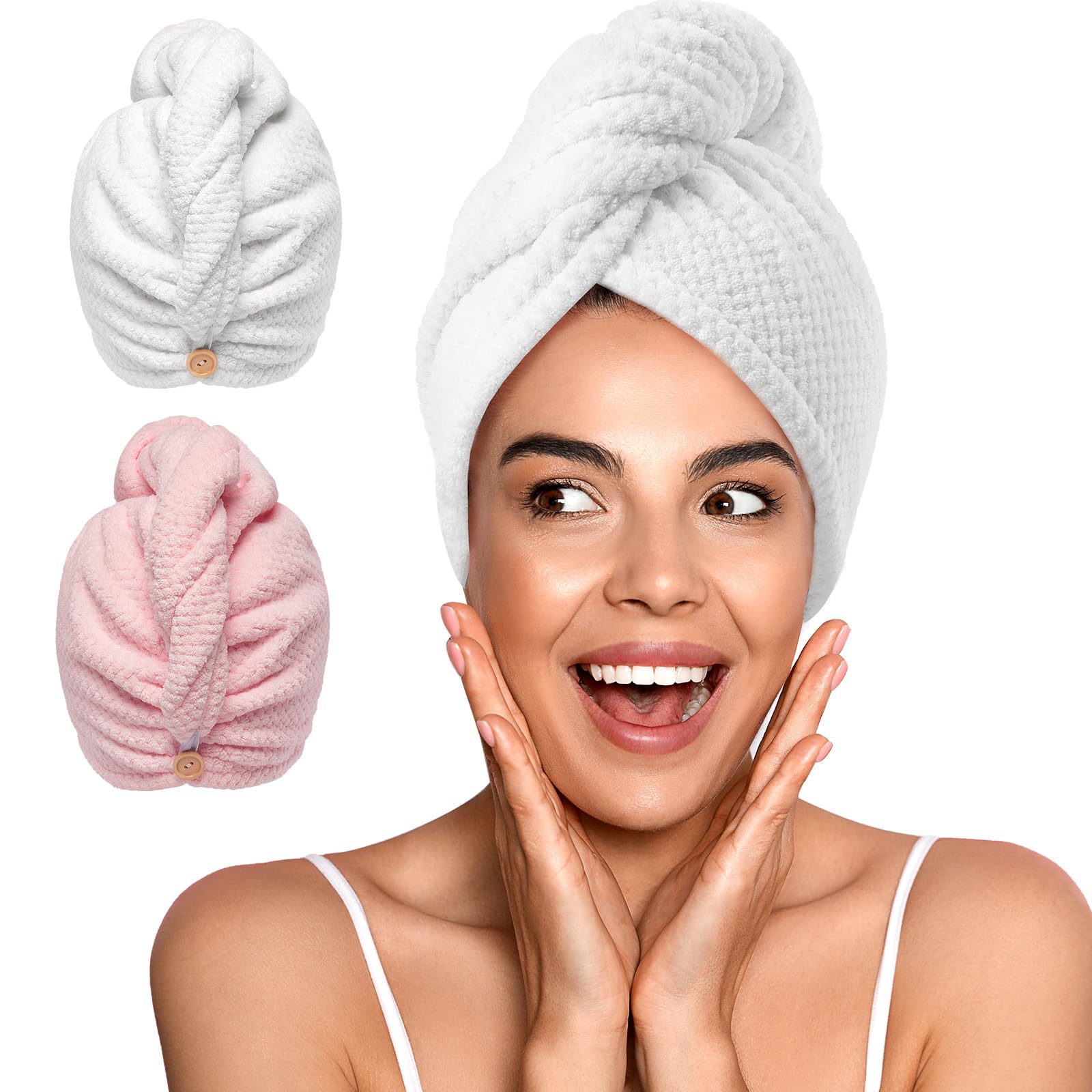YFONG front view two-pack towels showing colors and packaging, convenient storage