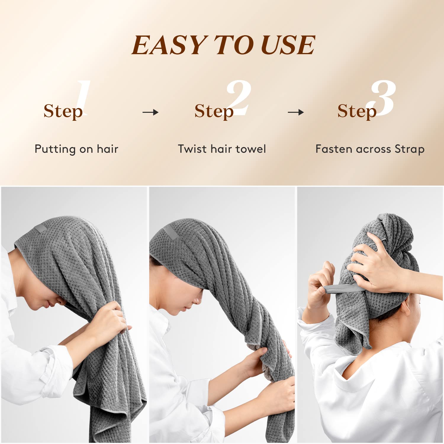 YFONG hanging on bathroom hook illustrating quick-dry and convenient storage