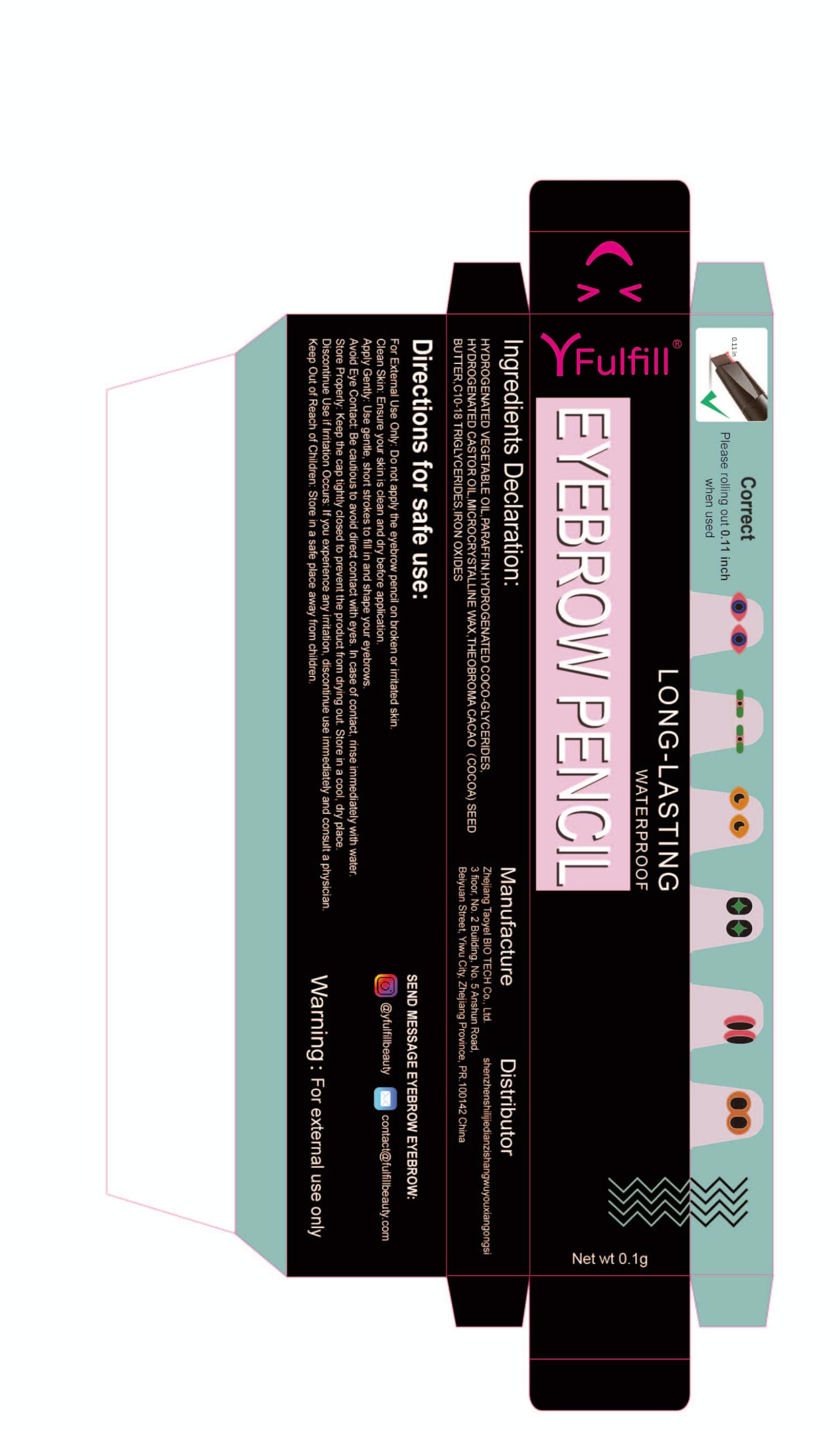 YFulfill model applying pencil showing controlled application and fuller brows