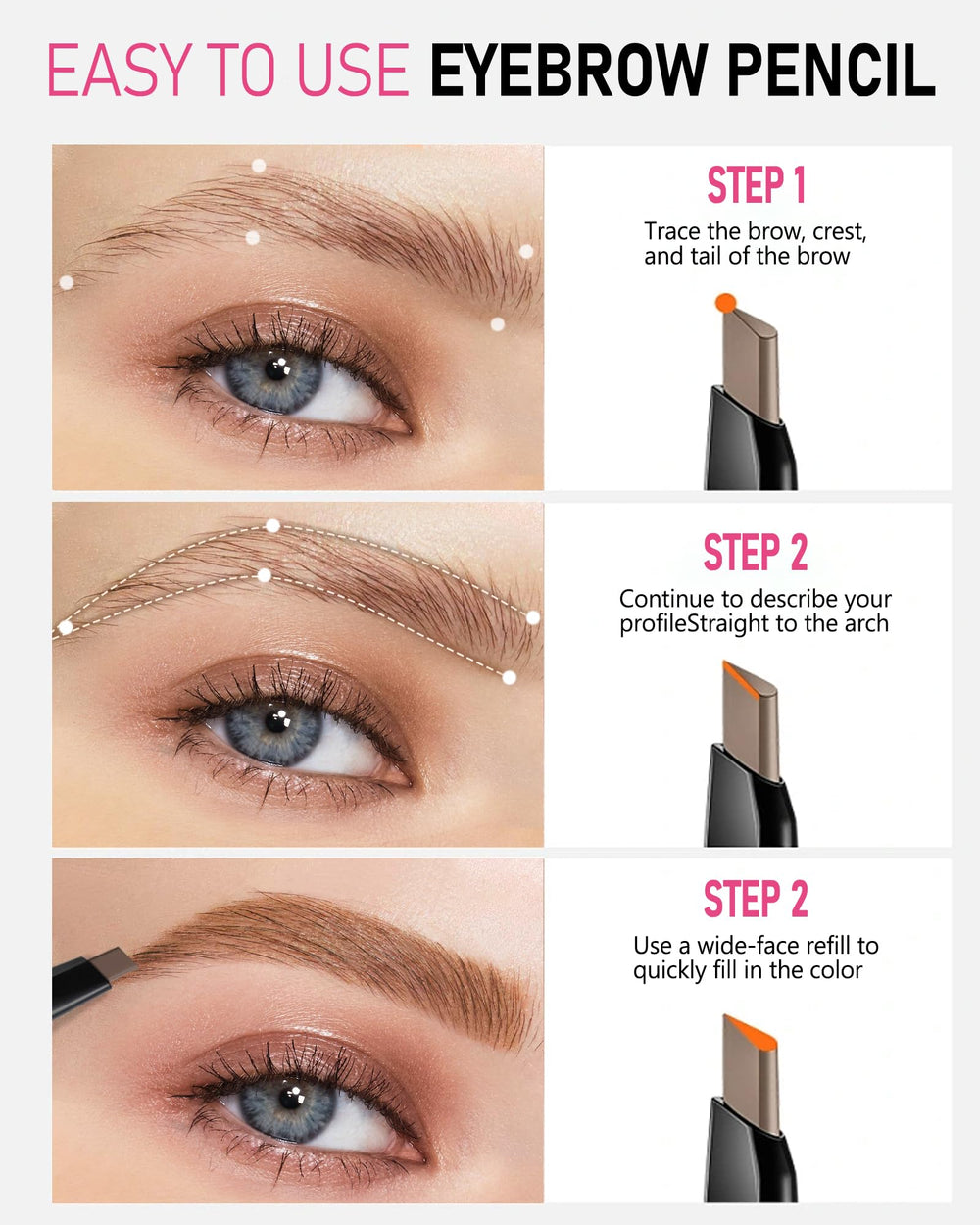 YFulfill flat-edge shading detail demonstrating soft filling for natural-looking brows