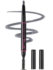 YFulfill front view of grey eyebrow pencil showing packaging and benefits