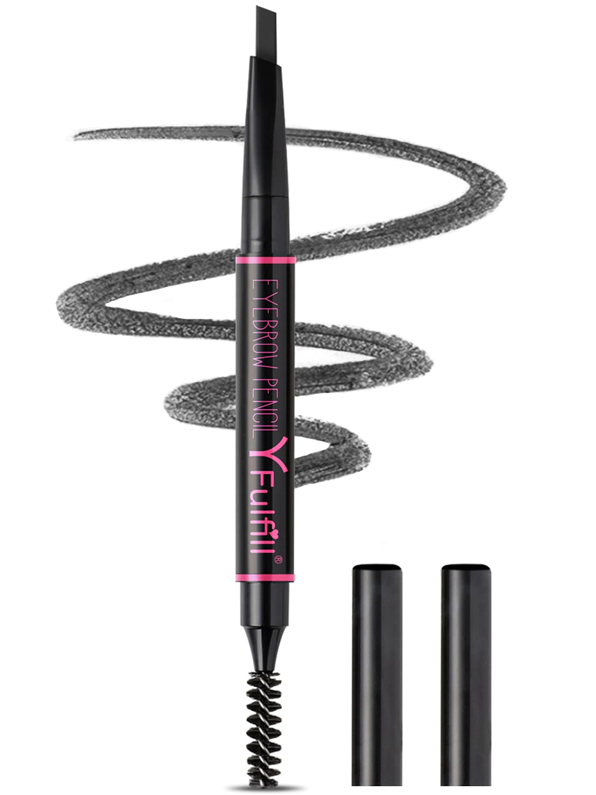 YFulfill front view of black eyebrow pencil showing sleek packaging and benefits